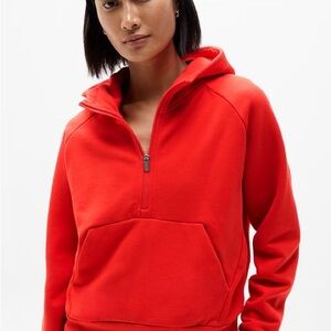 Athleta Forever Fleece 1/2 Zip Hoodie Cardinal (Red) XS